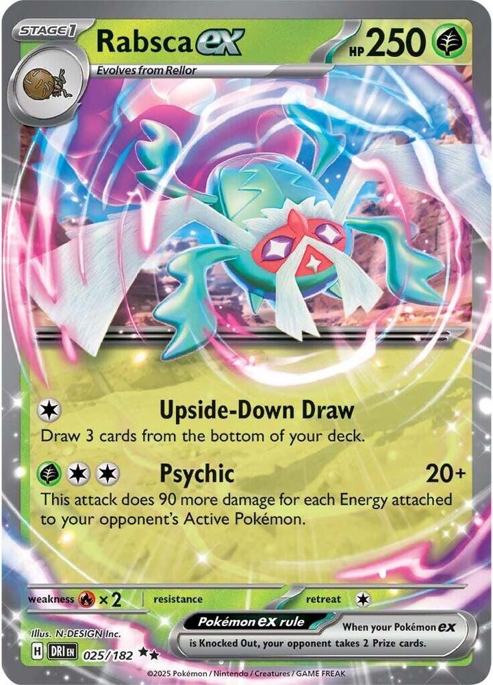 Pokemon Destined Rivals Rabsca ex 025/182 Double Rare Holo Card - stylecreep.com