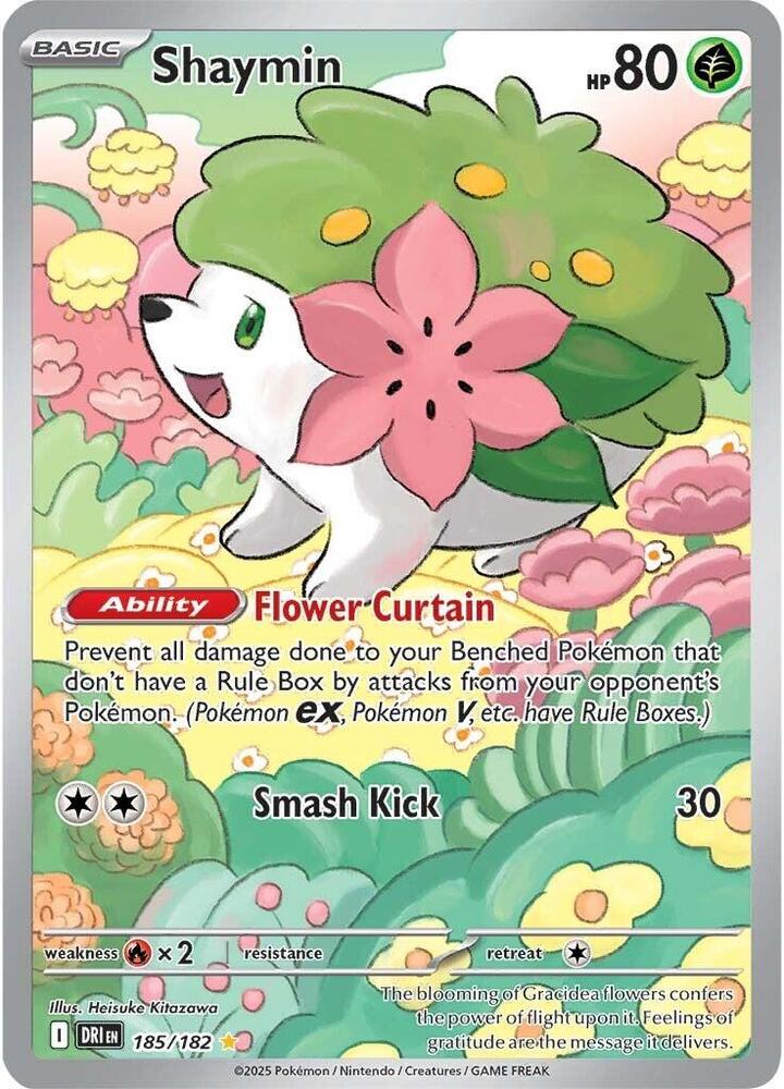 Pokemon Destined Rivals Shaymin 185/182 Illustration Rare Holo Card