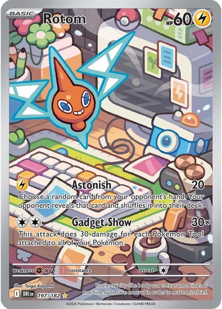 Pokemon Destined Rivals Rotom 197/182 Illustration Rare Holo Card