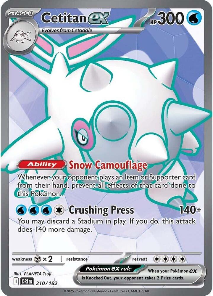 Pokemon Destined Rivals Cetitan 210/182 Ultra Rare Holo Card