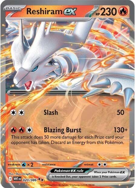 Pokemon White Flare Reshiram ex 020/086 Double Rare Holofoil Card
