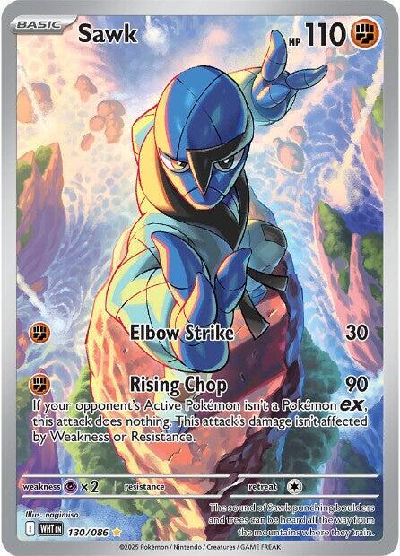 Pokemon White Flare Sawk 130/086 Illustration Rare Holofoil Card