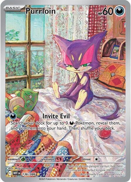 Pokemon White Flare Purrloin 136/086 Illustration Rare Holofoil Card