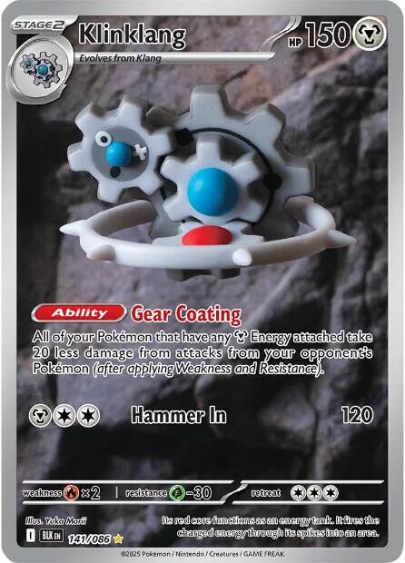 Pokemon Black Bolt Klinkklang 141/086 Illustration Rare Holofoil Card