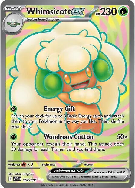 Pokemon White Flare Whimsicott ex 157/086 Ultra Rare Holofoil Card