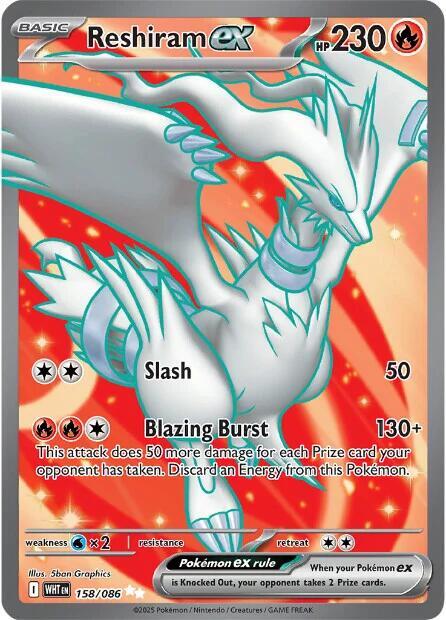 Pokemon White Flare Reshiram ex 158/086 Ultra Rare Holofoil Card