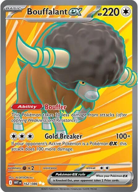 Pokemon White Flare Bouffalant ex 162/086 Ultra Rare Holofoil Card