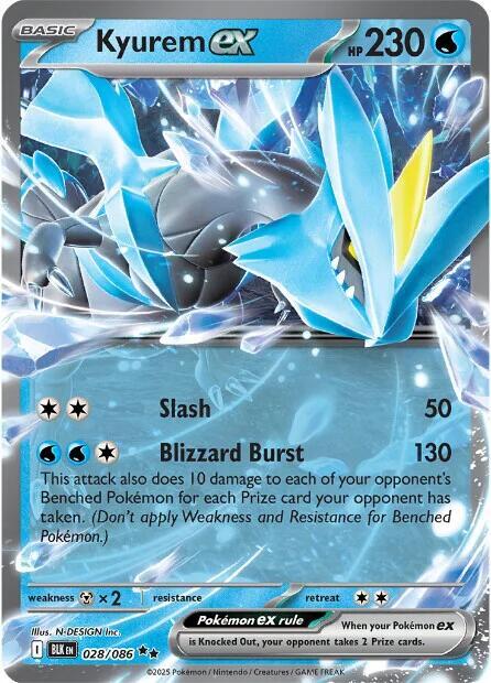 Pokemon Black Bolt Kyurem ex 028/086 Double Rare Holofoil Card