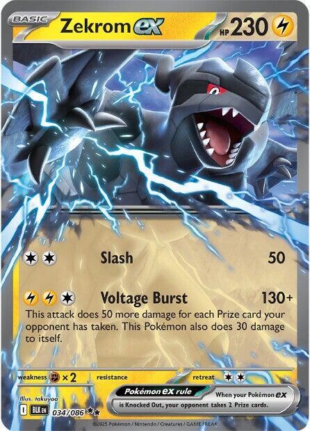 Pokemon Black Bolt Zekrom ex 034/086 Double Rare Holofoil Card