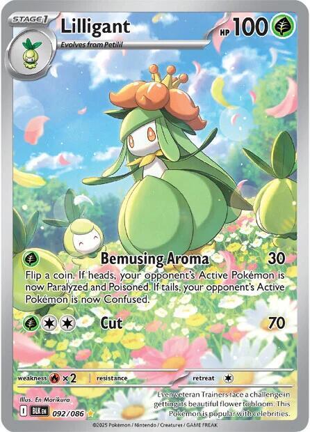 Pokemon Black Bolt Lilligant 092/086 Illustration Rare Holofoil Card