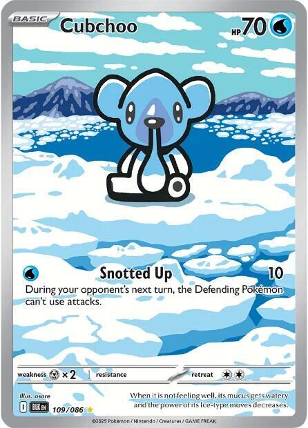 Pokemon Black Bolt Cubchoo 109/086 Illustration Rare Holofoil Card