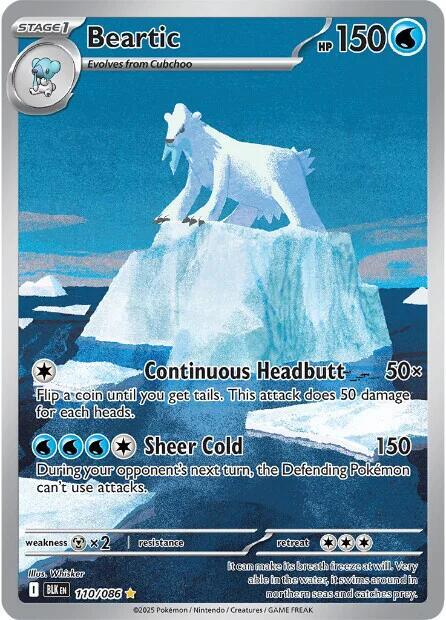 Pokemon Black Bolt Beartic 110/086 Illustration Rare Holofoil Card