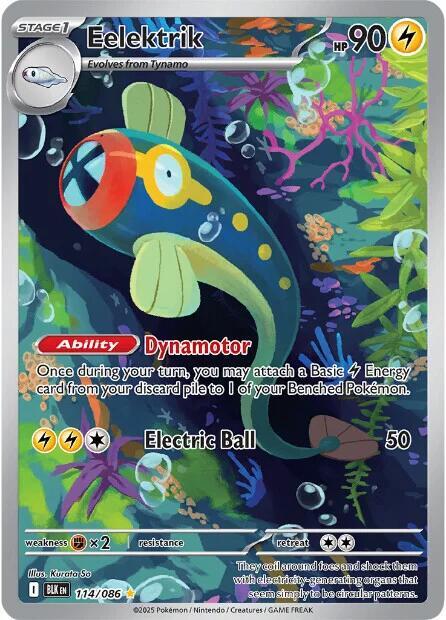 Pokemon Black Bolt Eelektrik 114/086 Illustration Rare Holofoil Card