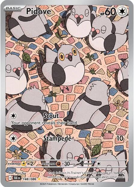 Pokemon Black Bolt Pidove 148/086 Illustration Rare Holofoil Card