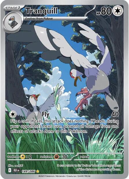Pokemon Black Bolt Tranquill 149/086 Illustration Rare Holofoil Card