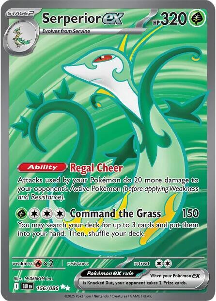 Pokemon Black Bolt Serperior ex 156/086 Ultra Rare Holofoil Card