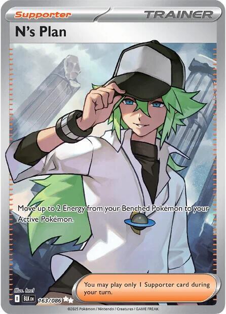 Pokemon Black Bolt N's Plan 163/086 Ultra Rare Holofoil Card