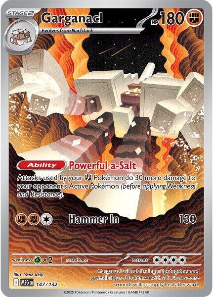 Pokemon Mega Evolution Garganacl 147/132 Shiny Rare Holofoil Card