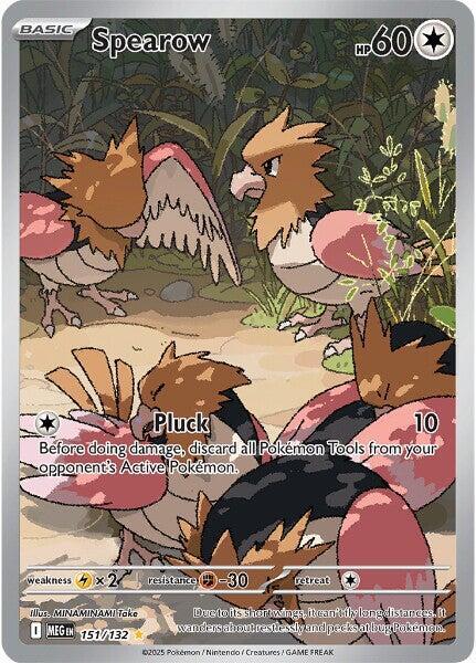 Pokemon Mega Evolution Spearow 151/132 Shiny Rare Holofoil Card