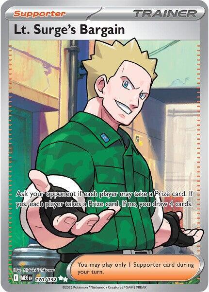 Pokemon Mega Evolution Lt. Surge's Bargain 170/132 Ultra Rare Holofoil Card
