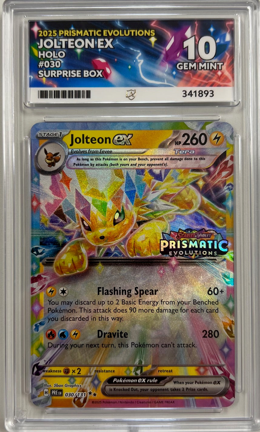 Pokemon TCG Ace Graded Jolteon ex - Prismatic Evolutions - 030/131 - Holo - Surprise Box - 10 GEM MINT (341893)