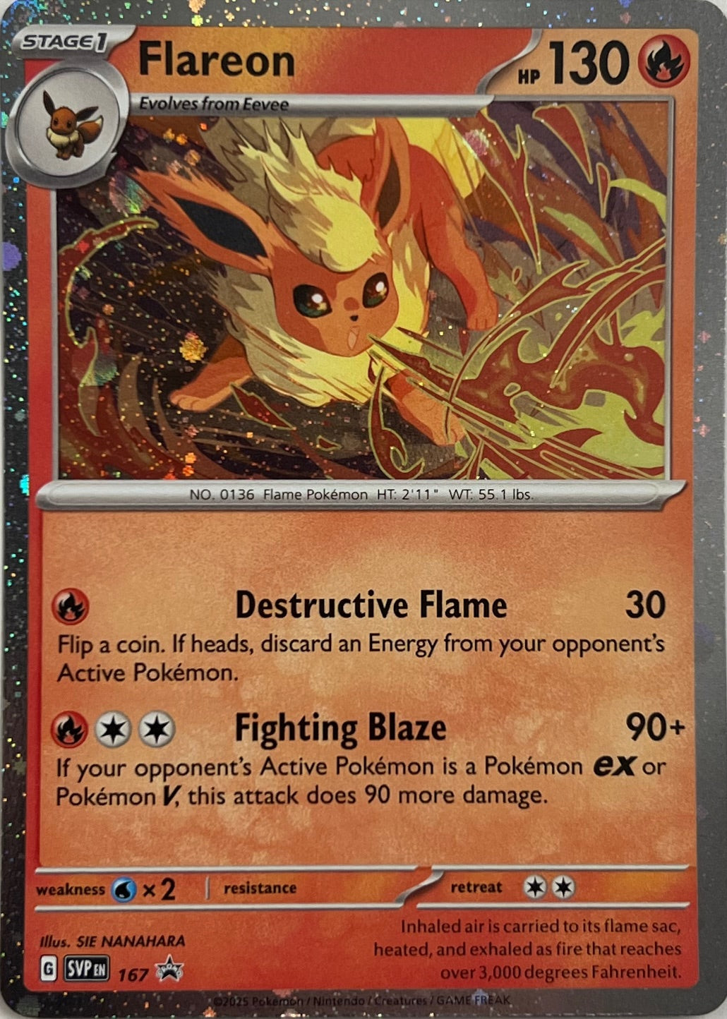 Pokemon Scarlet & Violet Promo Flareon 167 Cosmo Holo Card