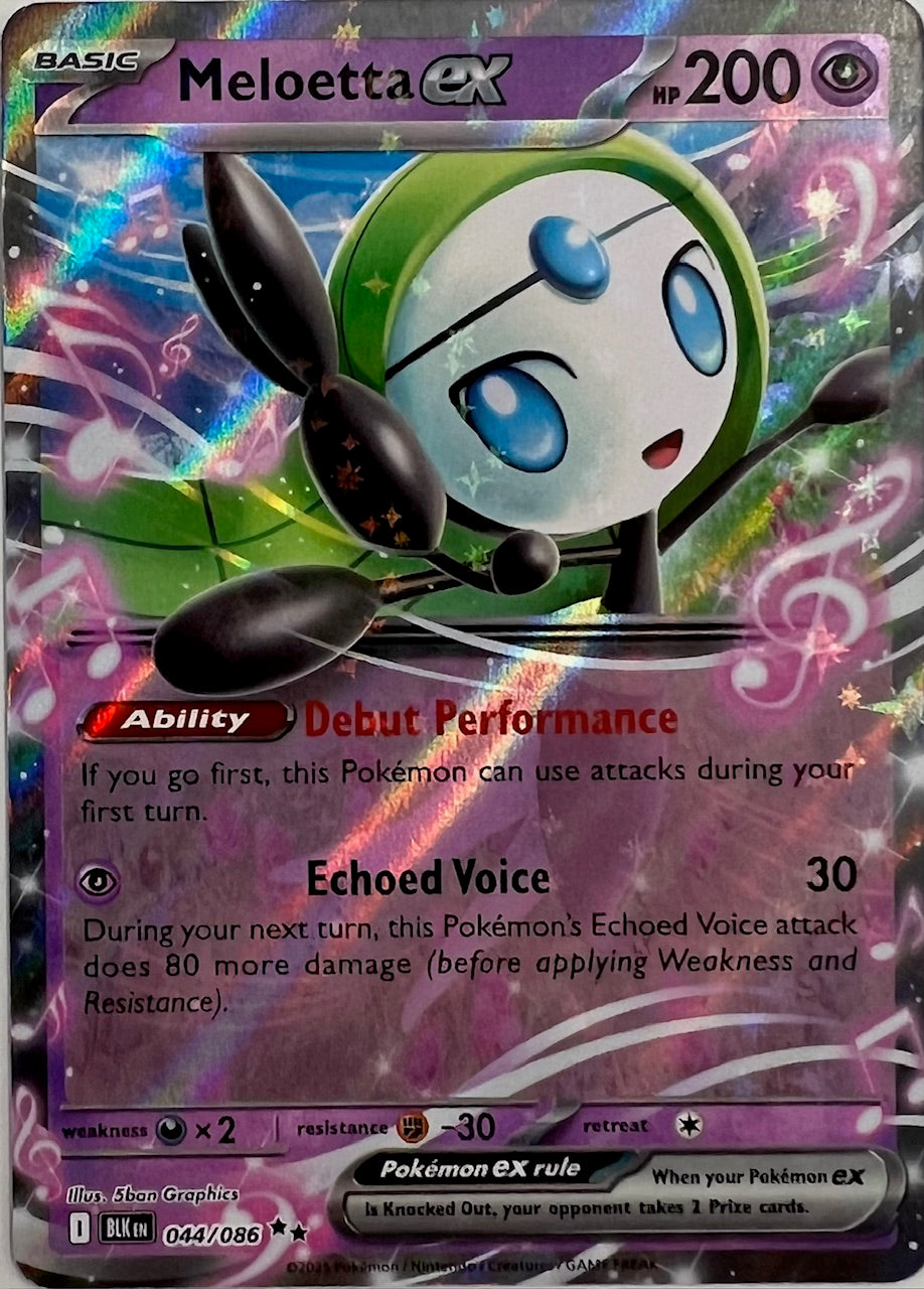 Pokemon Black Bolt Meloetta ex 044/086 Double Rare Holofoil Card
