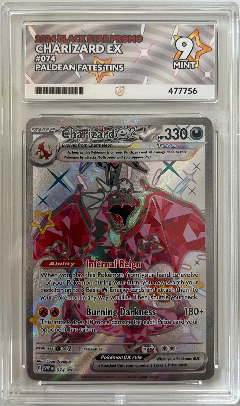 Pokemon Graded Card - Charizard ex 074 Promo - Ace Mint 9 (477756)