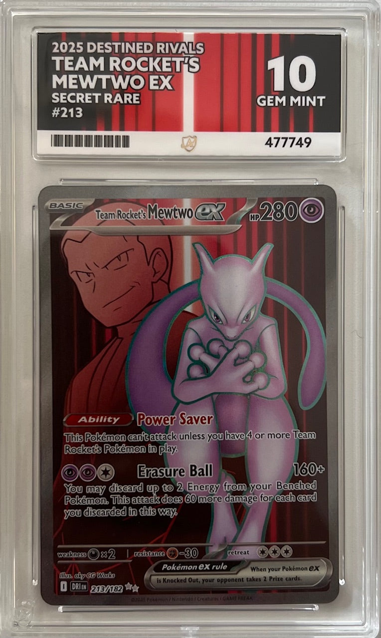 Pokemon Graded Card - Team Rocket's Mewtwo 213/182 - Ace Gem Mint 10 (477749)