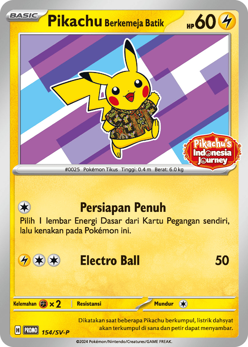 Pokemon TCG Pikachu Batik 154/SV-P Indonesia Journey Promo Card (SEALED)