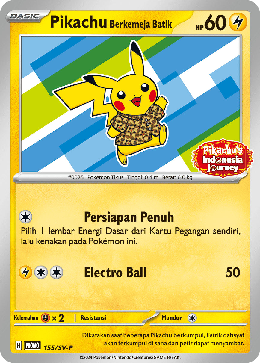 Pokemon TCG Pikachu Batik 155/SV-P Indonesia Journey Promo Card (SEALED)