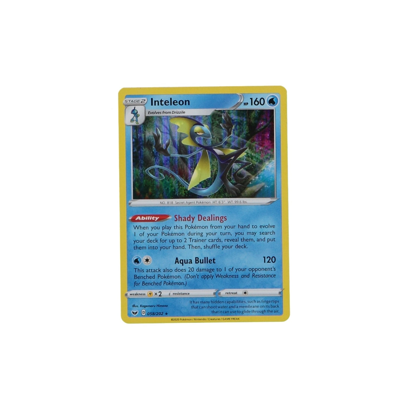 Pokemon TCG Sword & Shield 058/202 Inteleon Holo Card - stylecreep.com