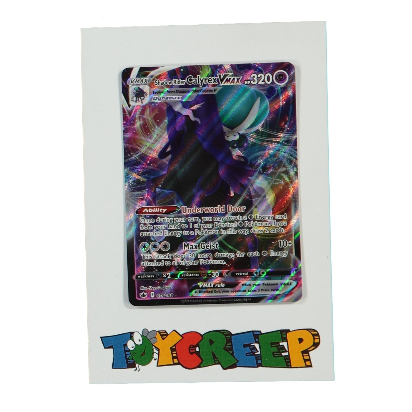 Pokemon TCG Chilling Reign 075/198 Shadow Rider Calyrex VMAX Card - stylecreep.com