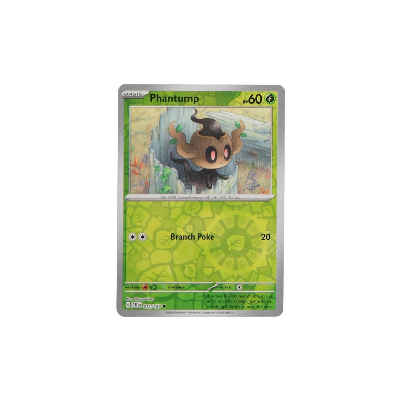 Pokemon TCG SV3 Obsidian Flames 011/197 Phantump Rev Holo Card - stylecreep.com
