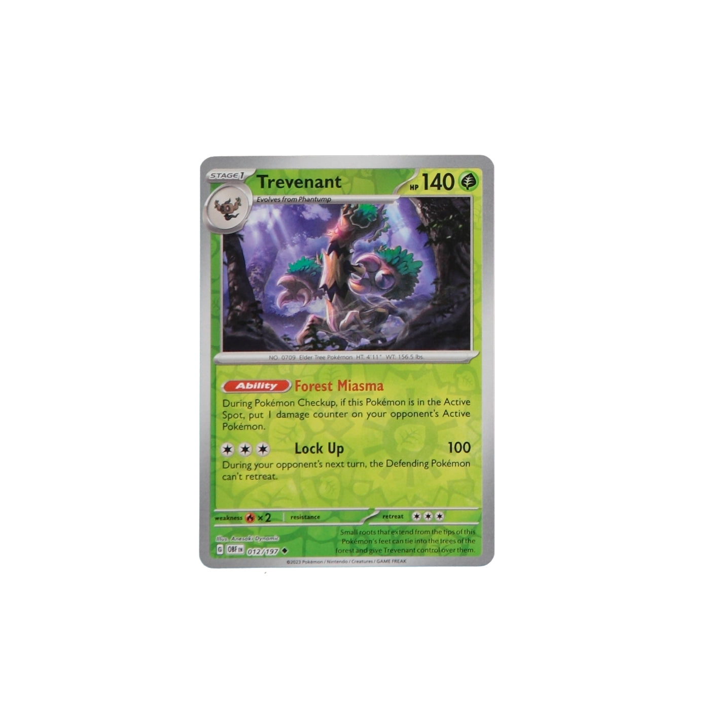 Pokemon TCG SV3 Obsidian Flames 012/197 Trevenant Rev Holo Card
