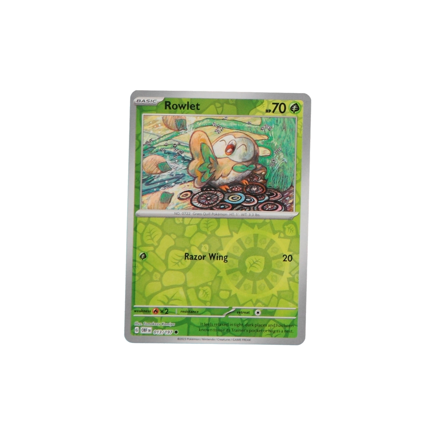 Pokemon TCG SV3 Obsidian Flames 013/197 Rowlet Rev Holo Card - stylecreep.com