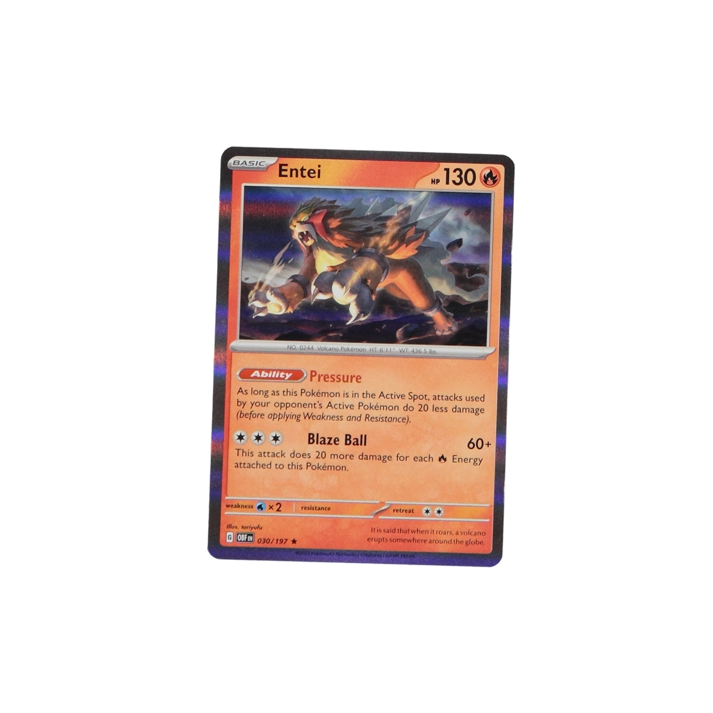 Pokemon TCG SV3 Obsidian Flames 030/197 Entei Holo Card - stylecreep.com