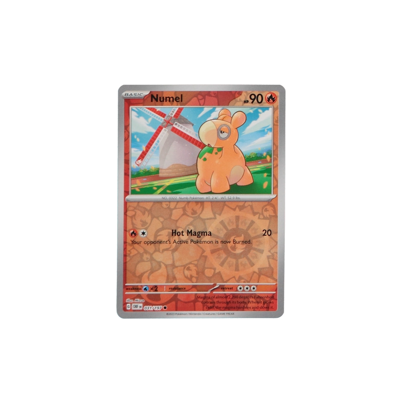 Pokemon TCG SV3 Obsidian Flames 031/197 Numel Rev Holo Card - stylecreep.com
