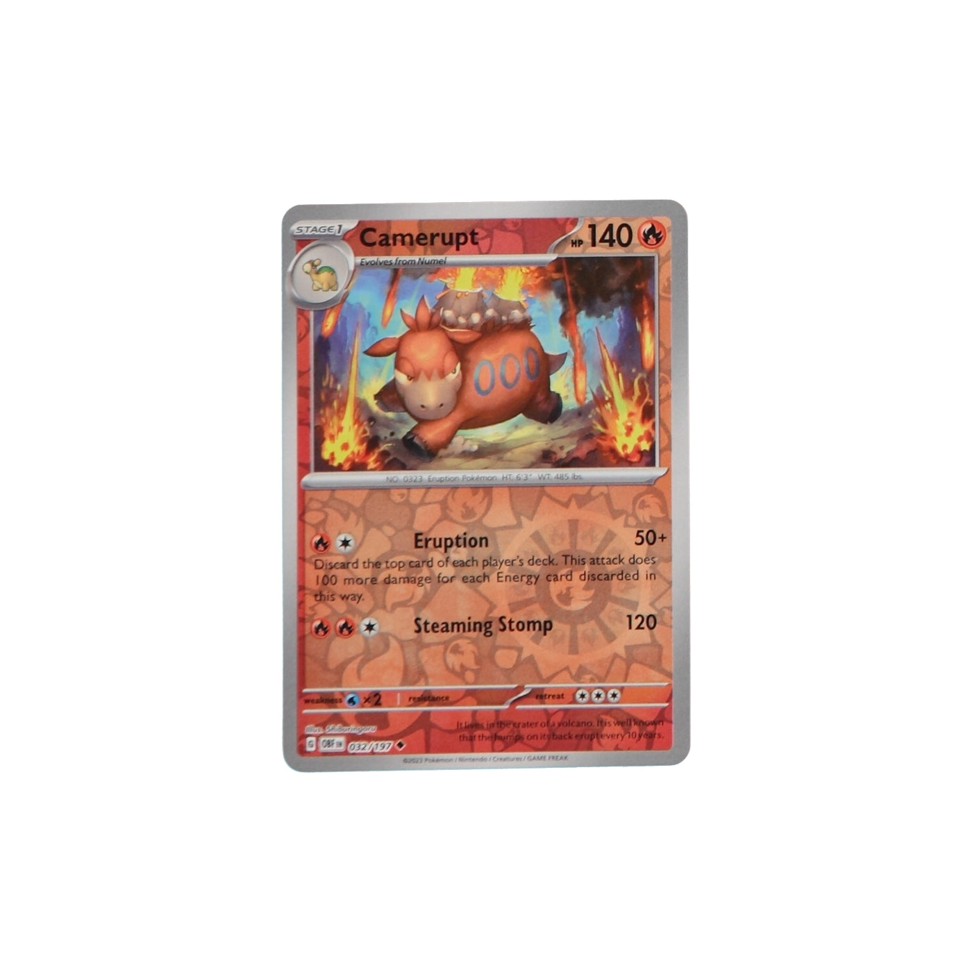 Pokemon TCG SV3 Obsidian Flames 032/197 Camerupt Rev Holo Card