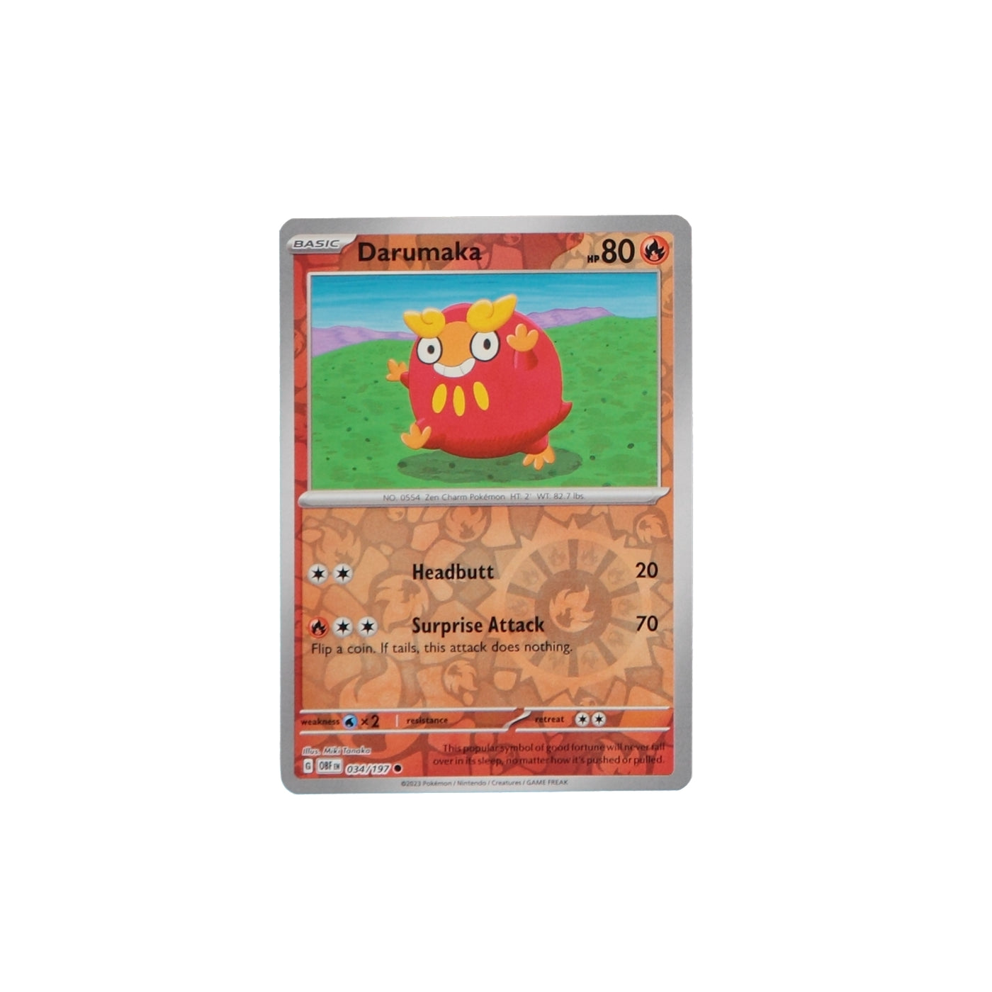 Pokemon TCG SV3 Obsidian Flames 034/197 Darumaka Rev Holo Card - stylecreep.com