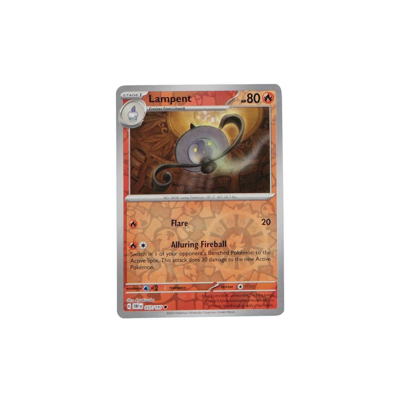 Pokemon TCG SV3 Obsidian Flames 037/197 Lampent Rev Holo Card