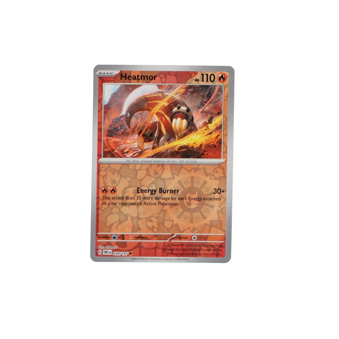 Pokemon TCG SV3 Obsidian Flames 039/197 Heatmor Rev Holo Card