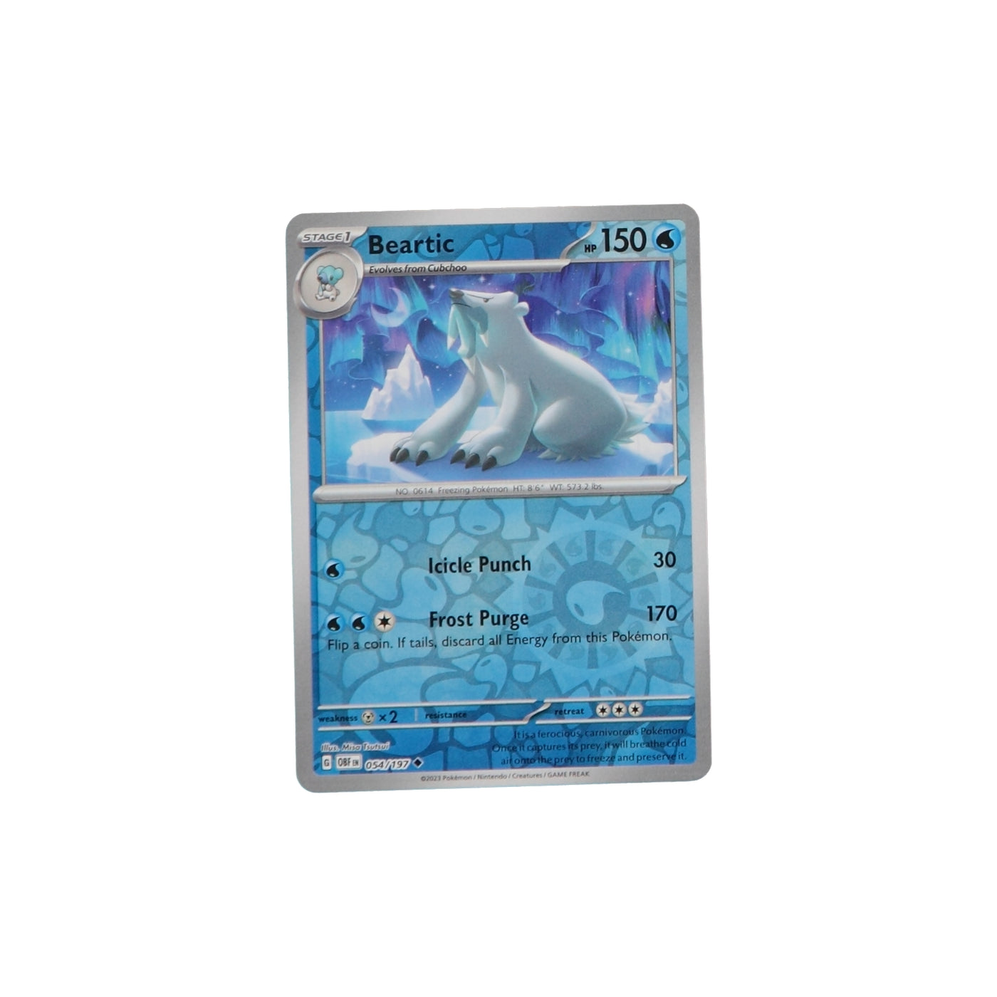 Pokemon TCG SV3 Obsidian Flames 054/197 Beartic Rev Holo Card