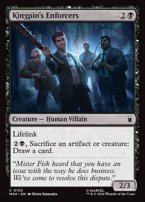 kingpin mtg card Kingpin's Enforcers (102)| Magic: The Gathering – but with a fresh Tarkir: Dragonstorm Commander Deck Sleeve Style:Triple Sleeved imported_from_etsy_22143