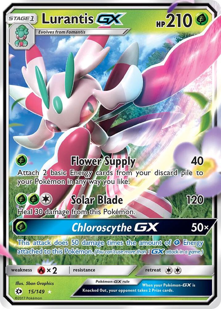 Pokemon Sun & Moon Base Lurantis GX 15/149 Ultra Rare Holo Card - stylecreep.com