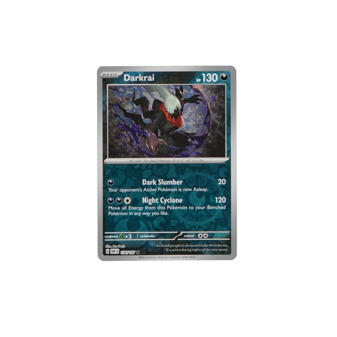 Pokemon TCG SV3 Obsidian Flames 136/197 Darkrai Rev Holo Card