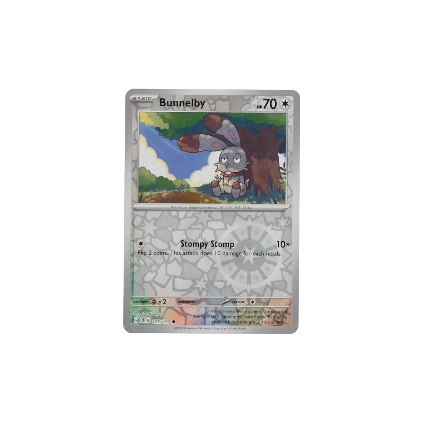 Pokemon TCG SV3 Obsidian Flames 175/197 Bunnelby Rev Holo Card - stylecreep.com