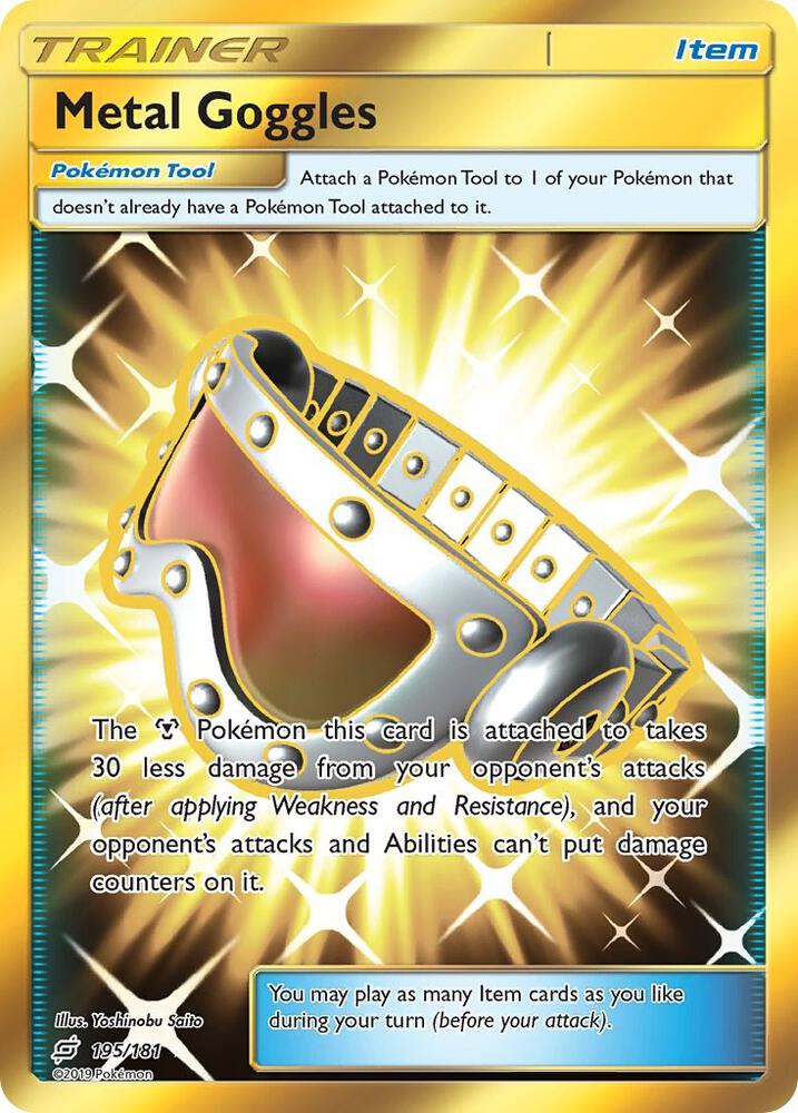 Pokemon Team Up Metal Goggles 195/181 Secret Rare Holofoil Card - stylecreep.com