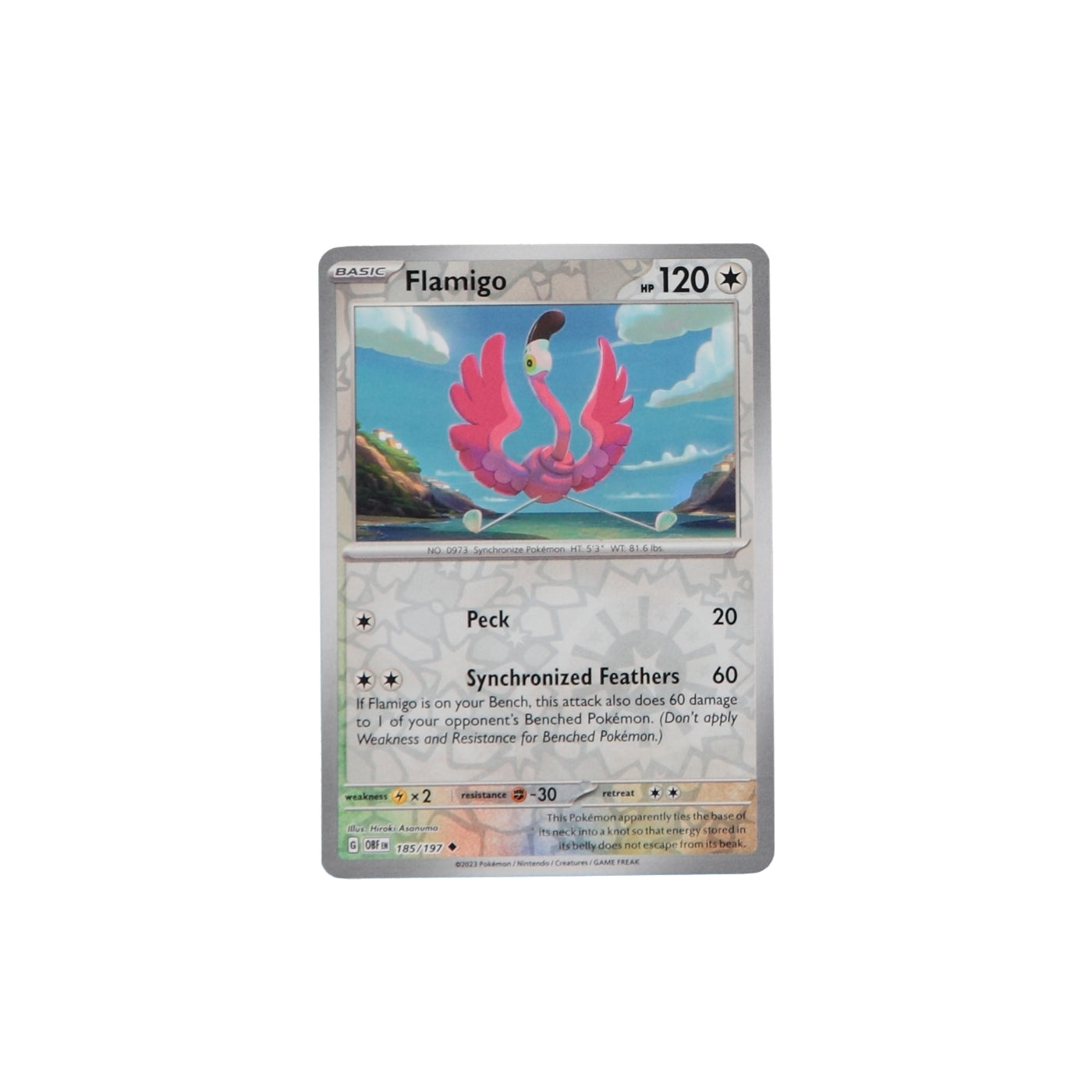 Pokemon TCG SV3 Obsidian Flames 185/197 Flamigo Rev Holo Card