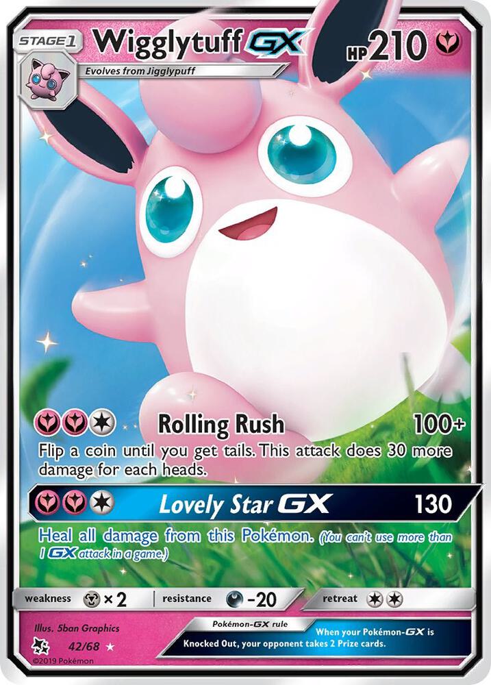 Pokemon Hidden Fates Wigglytuff GX 42/68 Ultra Rare Holo Card - stylecreep.com